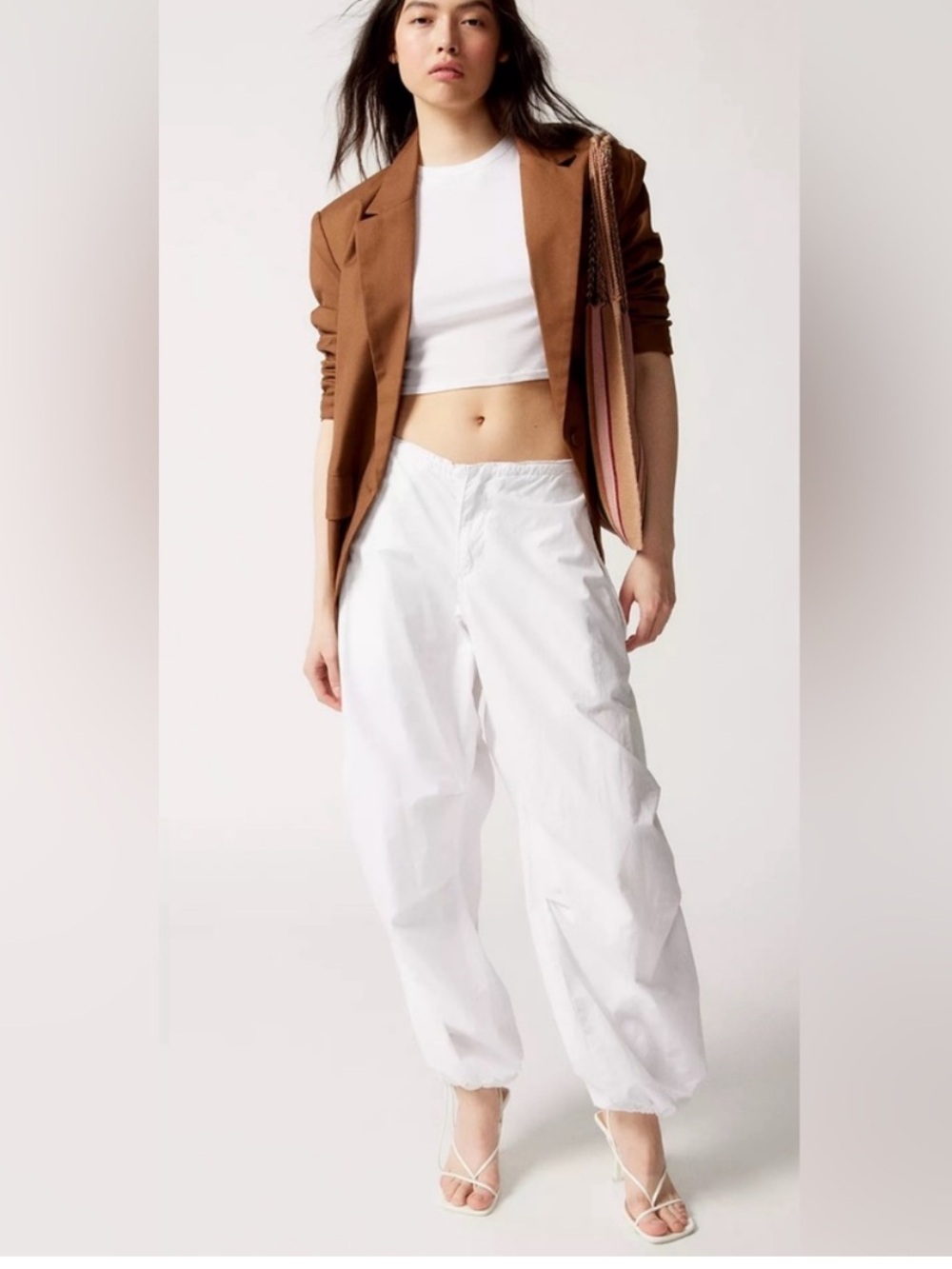 Urban Outfitters iets frans Balloon Cargo Pants parachute baggy white XL